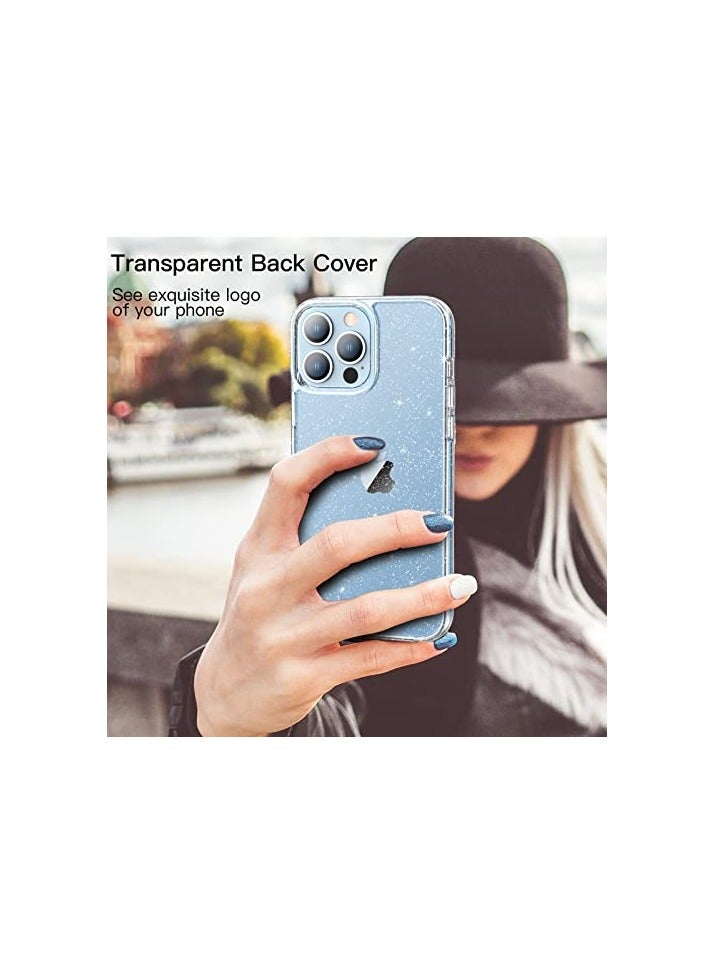 JETech Glitter Case for iPhone 13 Pro 6.1-Inch, Bling Sparkle Shockproof Phone Bumper Cover, Cute Sparkly for Women and Girls (Clear) - Image 3