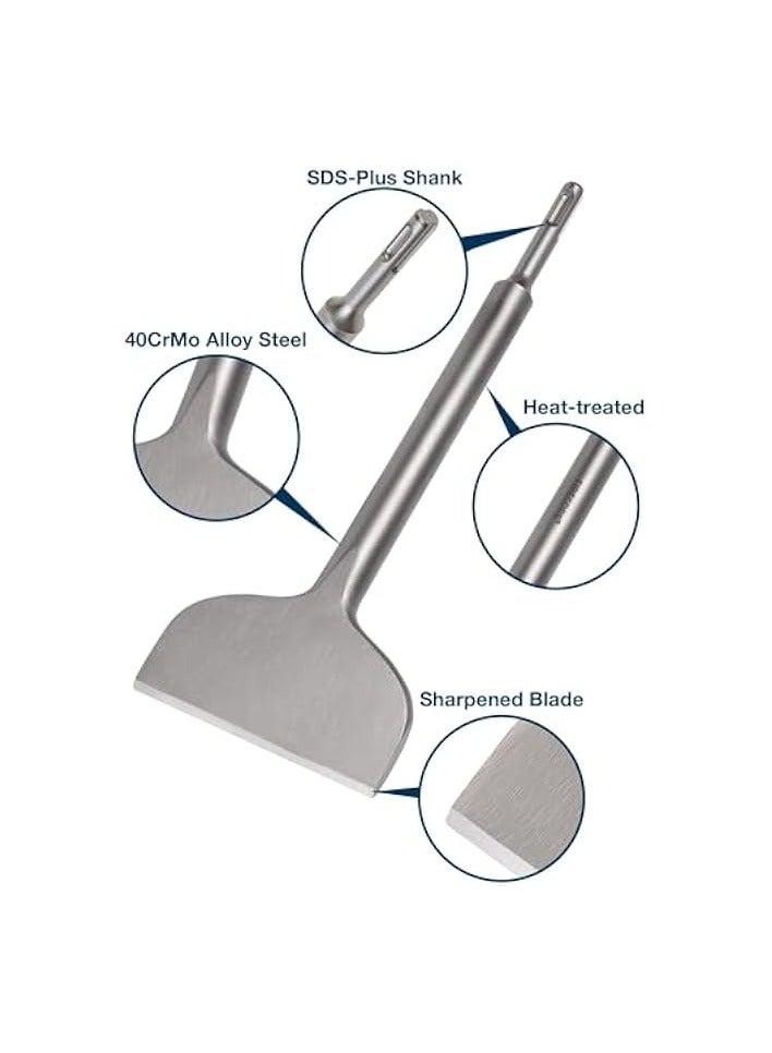 PROMASS Tile Removal Chisel Bits for SDS Plus Rotary Hammer Drill, Steel Shovel Scaling Flat Chisel Tool for Thinset Vinyl Concrete Mortar Flooring Adhesives  - Image 3