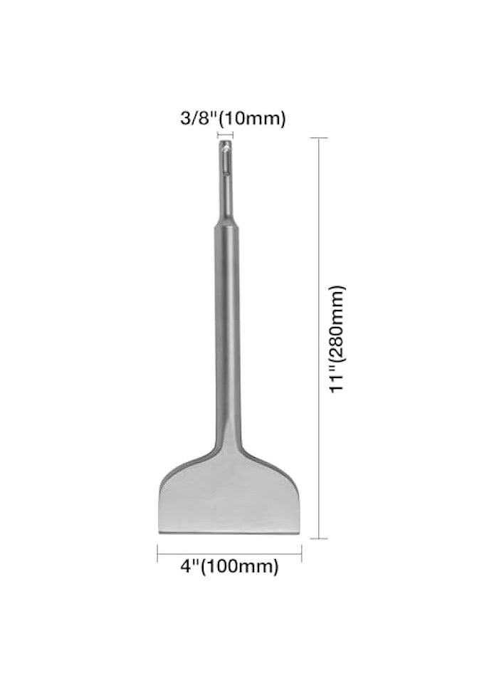 PROMASS Tile Removal Chisel Bits for SDS Plus Rotary Hammer Drill, Steel Shovel Scaling Flat Chisel Tool for Thinset Vinyl Concrete Mortar Flooring Adhesives  - Image 2