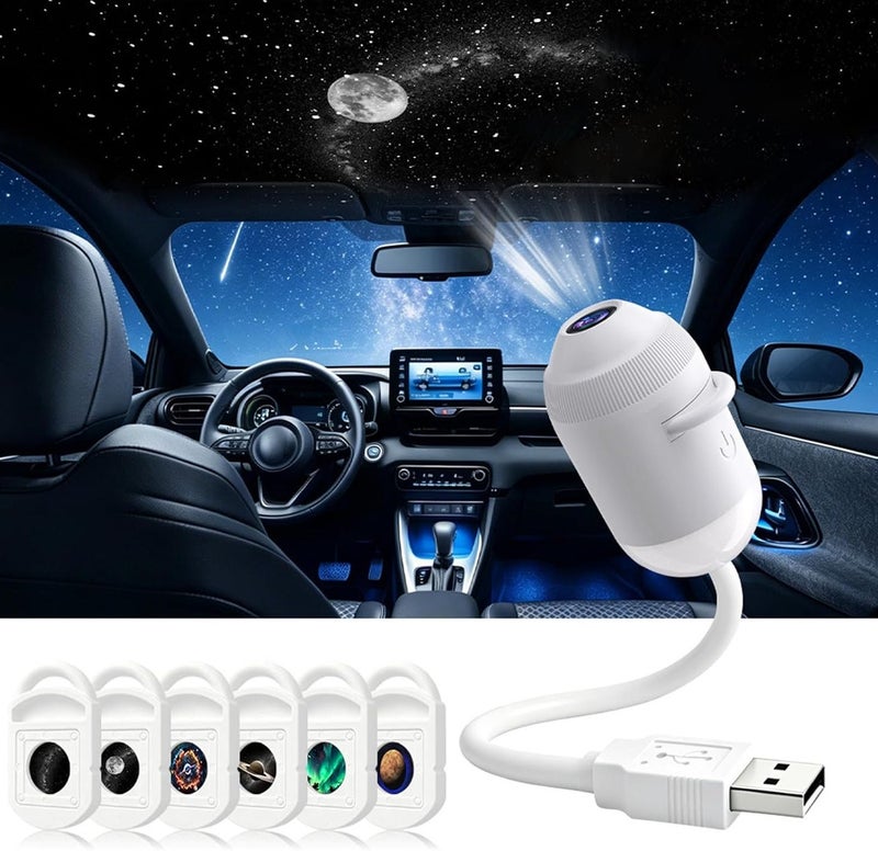 Swasto Galaxy Star Projector – USB Night Light with 6 Sliding Films, Adjustable Focus, for Car & Bedroom Ceiling Decor - Image 1