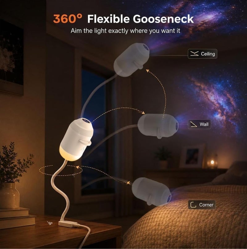 Swasto Galaxy Star Projector – USB Night Light with 6 Sliding Films, Adjustable Focus, for Car & Bedroom Ceiling Decor - Image 3