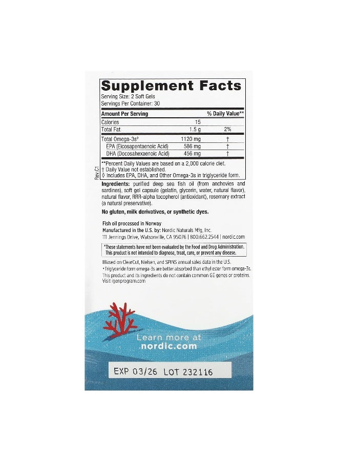 NORDIC NATURALS Nordic Naturals, Teen, Ultimate Omega 2X, Ages 12+, Strawberry, 60 Mini Soft Gels  - Image 2