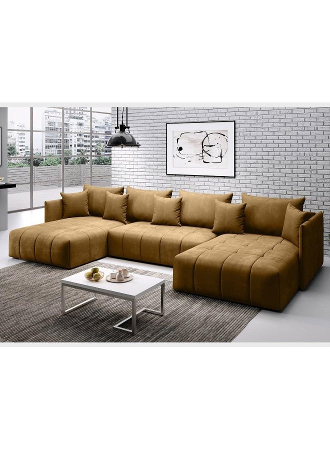 Zayn comforts Deluxe U-Shaped Sectional Sofa – Modern Living Room Elegance with Spacious Comfort and Chic Design (Warm Beige) - Image 1