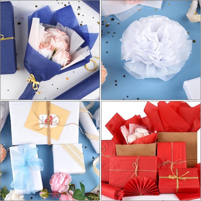 PLULON 60 Sheets Red Blue White Tissue Paper Wrap Paper Bulk for Gift Bags, Gift Wrapping 14 x 20 Inch for Packaging Small Gift Bag Box Art Crafts Birthday Wedding Mermaid Party Favor Decor - Image 4