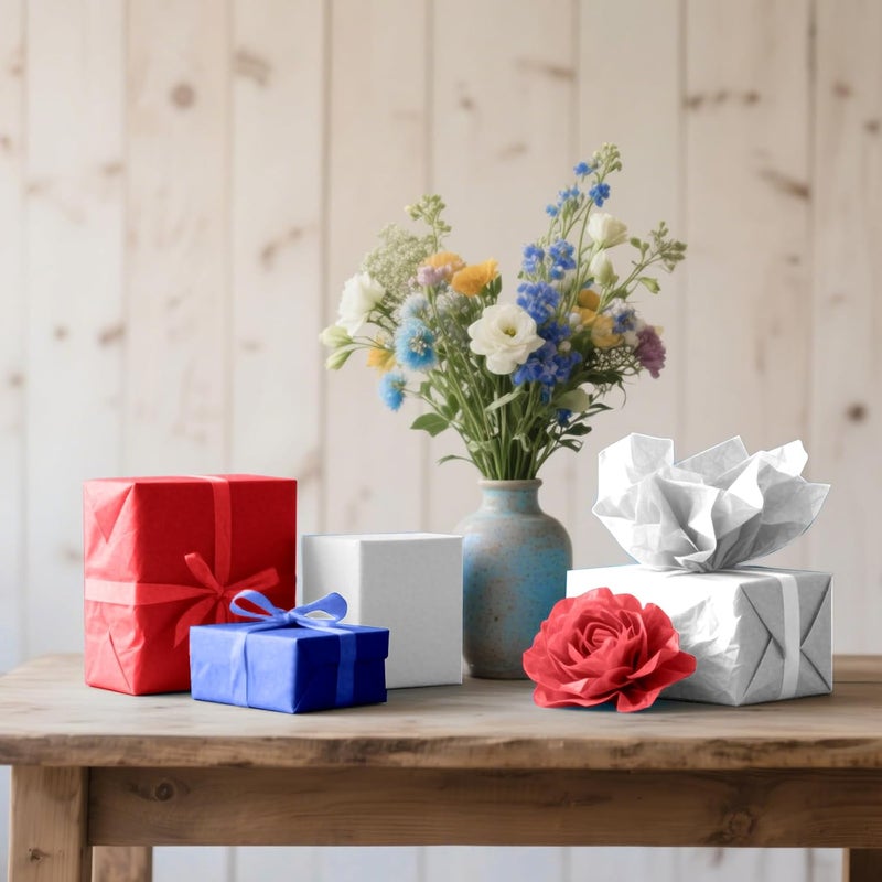 PLULON 60 Sheets Red Blue White Tissue Paper Wrap Paper Bulk for Gift Bags, Gift Wrapping 14 x 20 Inch for Packaging Small Gift Bag Box Art Crafts Birthday Wedding Mermaid Party Favor Decor - Image 5