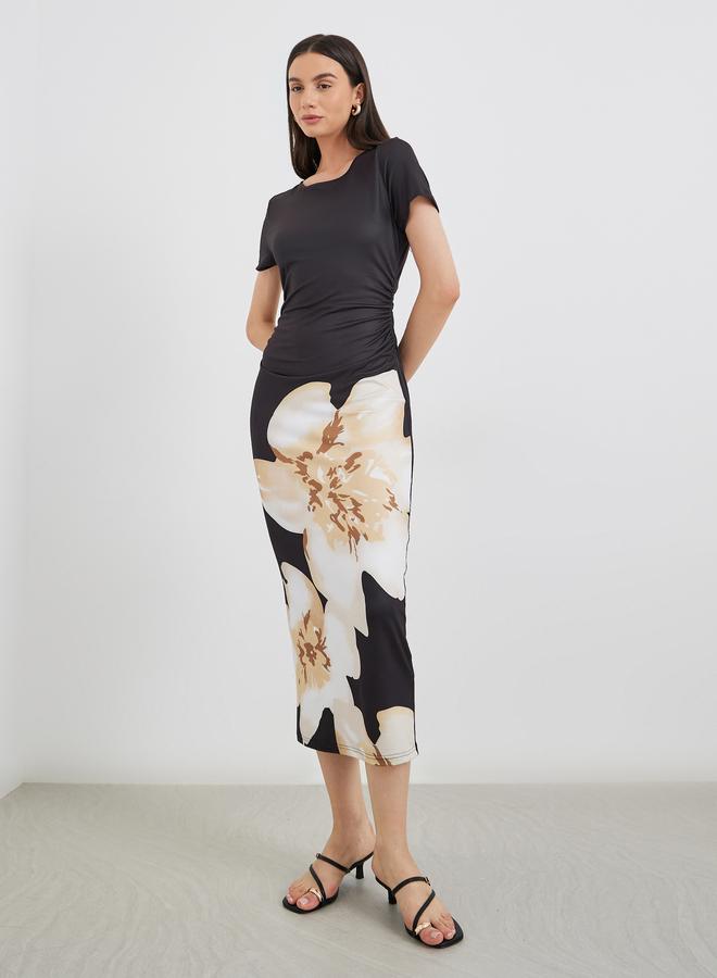 Take Two Floral Print Bodycon Midi Dress - Image 2