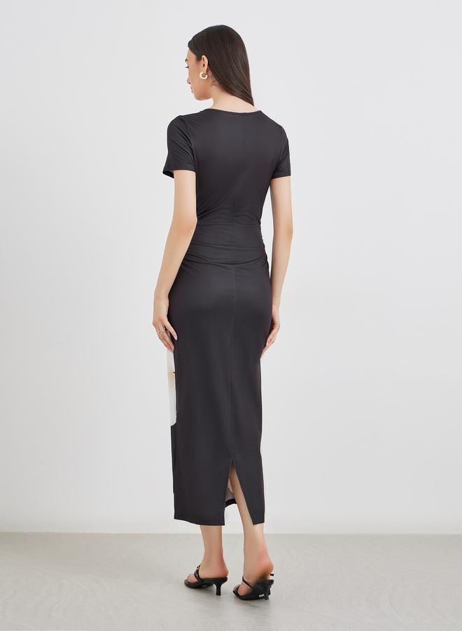 Take Two Floral Print Bodycon Midi Dress - Image 5