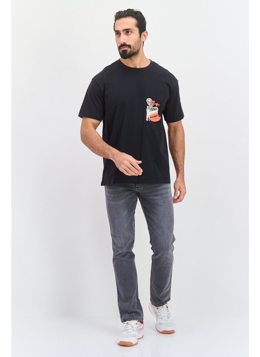 Wrangler - Men Crew Neck Short Sleeve Graphic Printed T-Shirt, Black - Image 1