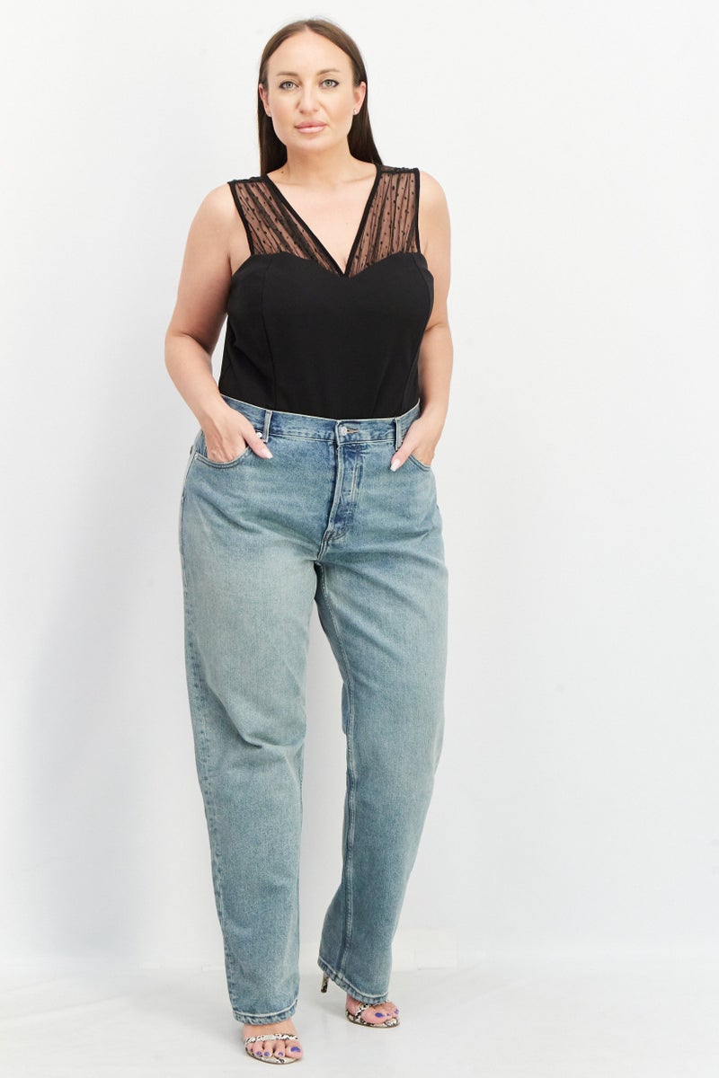 Yours Women Textured Sleeveless Bodysuit, Black  - Image 4