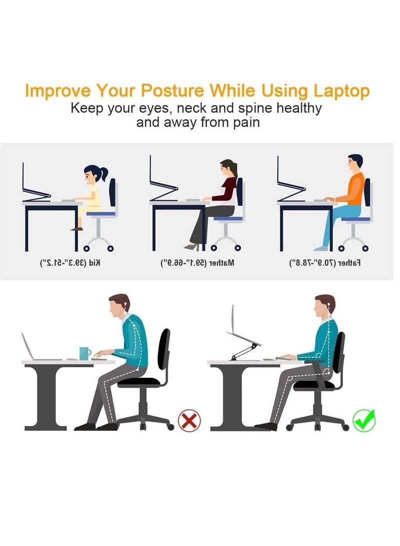 كاست ويف حامل كمبيوتر محمول قابل للتعديل ، حامل كمبيوتر محمول محمول حامل Rriser وحامل متعدد الزوايا مع فتحة تهوية للحرارة لرفع مناسب لحامل الكمبيوتر المحمول - Image 3