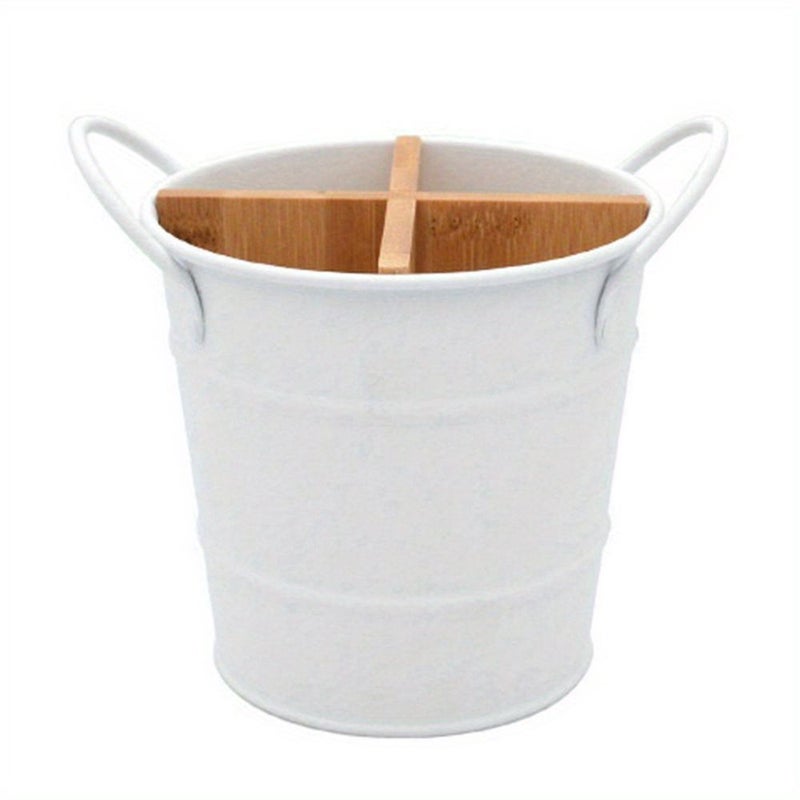 White Kitchen Cutlery Organizer Knife Stand Storage Holder Spoon Fork Chopstick Separator Cooking Tool Bucket - Image 1
