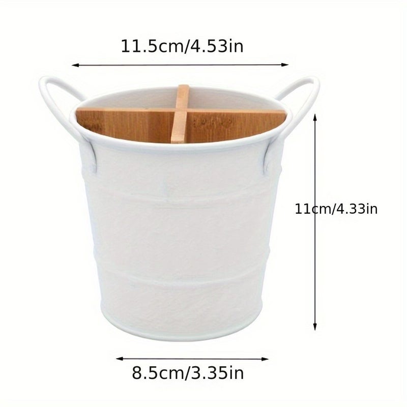 White Kitchen Cutlery Organizer Knife Stand Storage Holder Spoon Fork Chopstick Separator Cooking Tool Bucket - Image 5