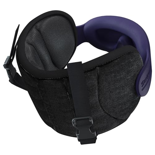 SARISUN Travel Pillows for Airplanes, Airplane Pillow with Purple Sleep Eye Mask, 360° Neck Support Headrest, Portable Airplane Travel Essentials, Adjustable Airplane Head Strap, Stop Bobblehead - Image 1
