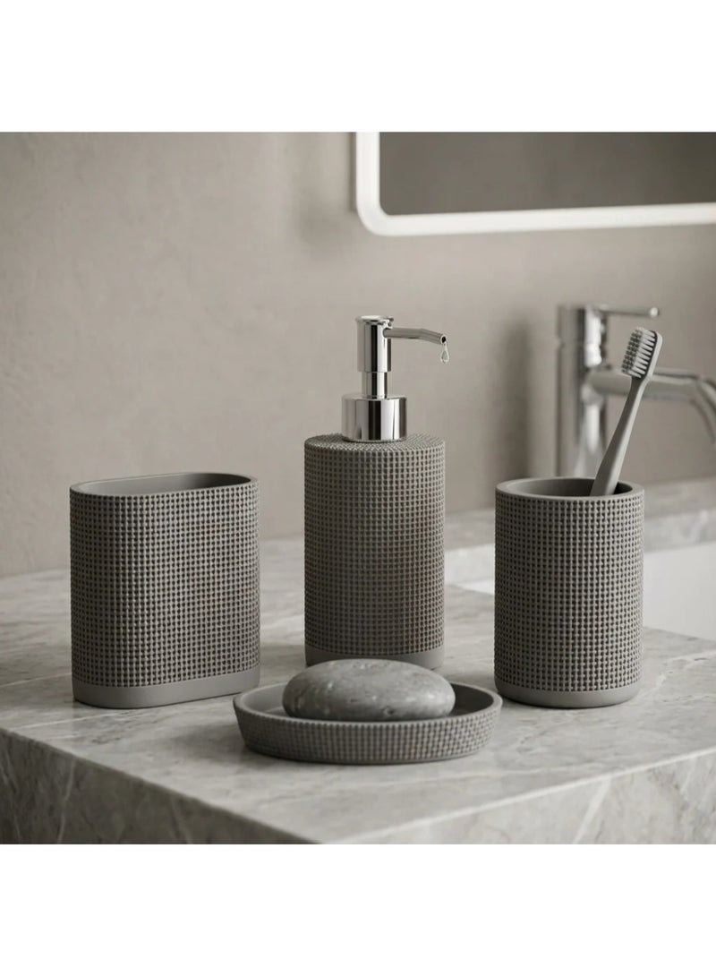 AKDC Iisdoo 4-Piece Resin Bathroom Accessories Set, Dark Grey - Image 2