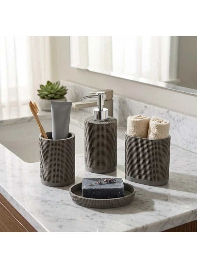 AKDC Iisdoo 4-Piece Resin Bathroom Accessories Set, Dark Grey - Image 1