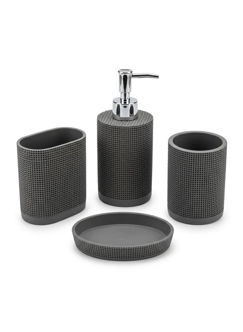 AKDC Iisdoo 4-Piece Resin Bathroom Accessories Set, Dark Grey - Image 3