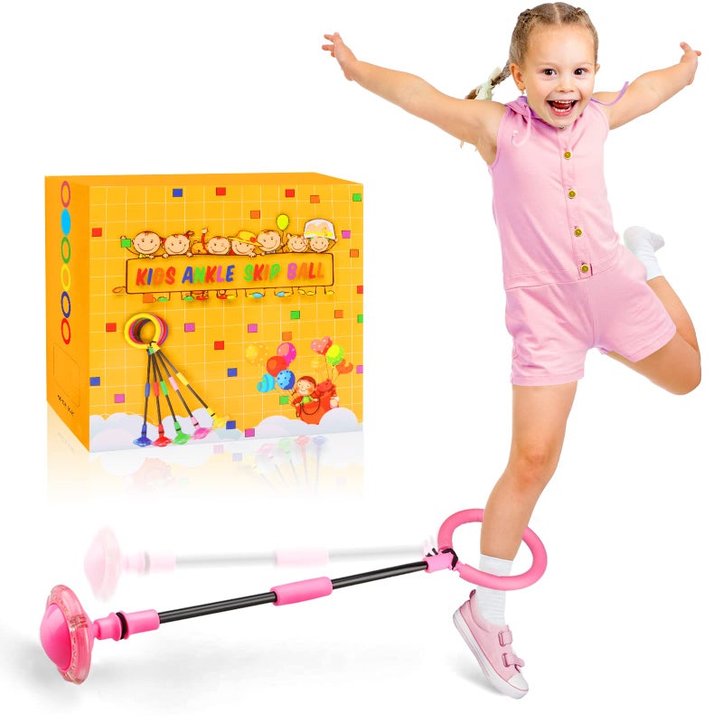 Chridark Ankle Skip Ball for Kids  Foldable Flash Wheel Skip Ball Outside Game Toys for Kids  Adults Gift for Boys  Girls Age 5 6 7 8 9 10 Years Old Pink - Image 2