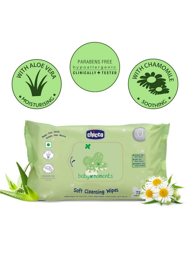 Chicco Baby Moments Soft Cleansing Baby Wipes, Ideal For Nappy, Face And Hand, Dermatologically Tested, Paraben Free, Sticker Pack (72 Sheets)  - Image 3