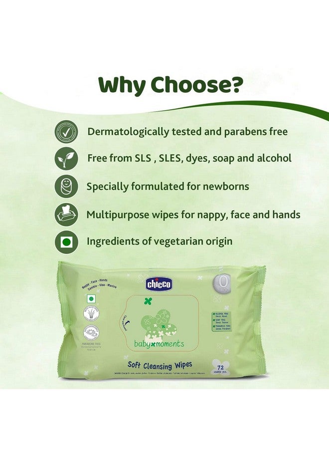 Chicco Baby Moments Soft Cleansing Baby Wipes, Ideal For Nappy, Face And Hand, Dermatologically Tested, Paraben Free, Sticker Pack (72 Sheets)  - Image 5