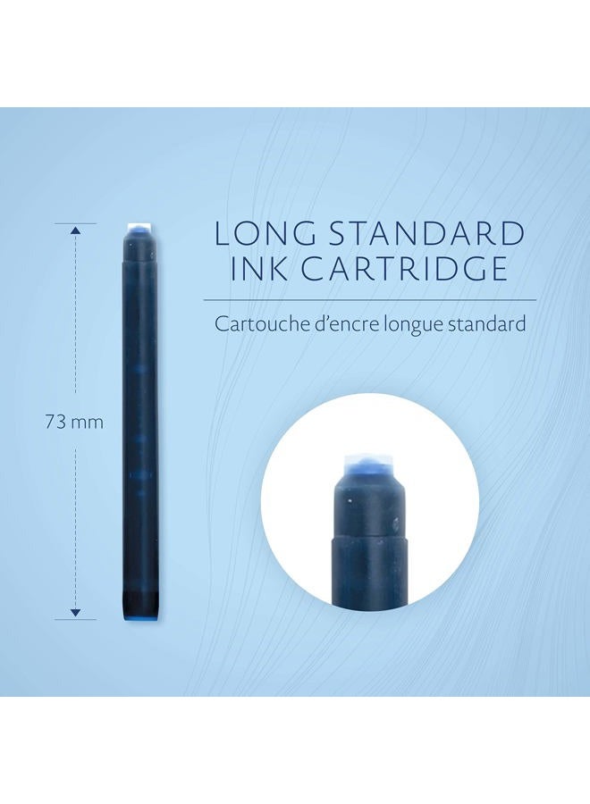 Waterman Fountain Pen Ink Cartridges, Long, Mysterious Blue, 8 Count - Image 3