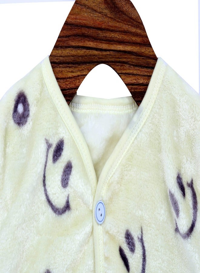 ICABLE Baby Boys Baby Girls Infants Kids Shearing Velvet Full Sleeves Winter Wear Baba Suit/Night Suit (YellowHappy, 6-9 Months) - Image 2