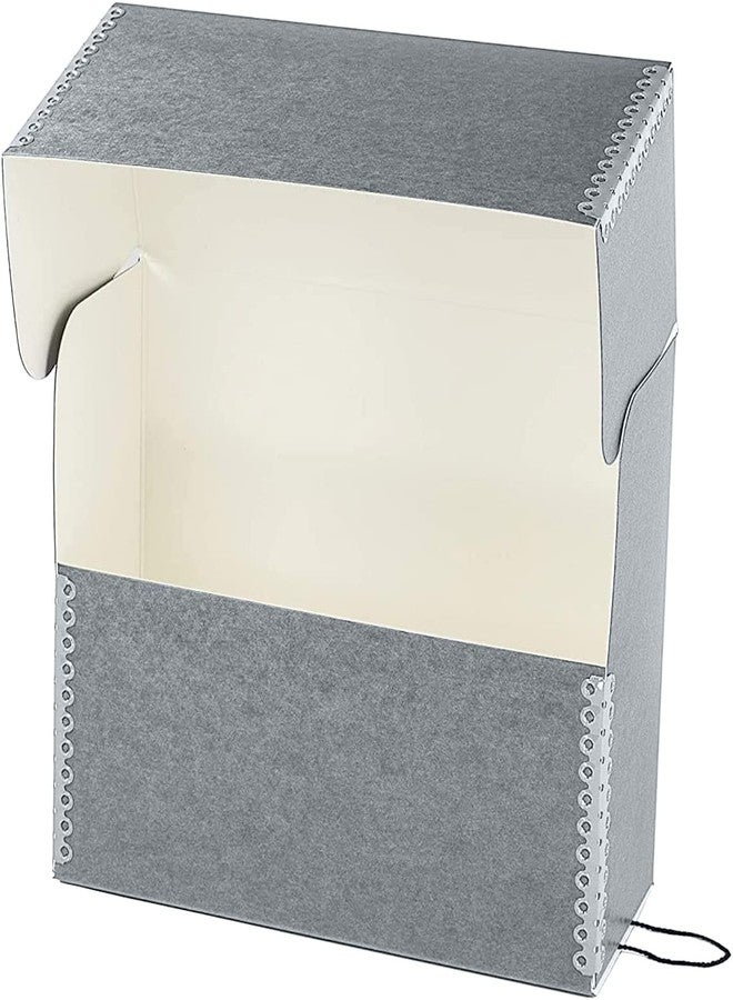 لينيكو صندوق تخزين مستندات أرشيفية من لاينكو بحافة معدنية، مصنوع من ورق مقوى رمادي خالٍ من الأحماض، لتنظيم وتخزين الملفات والمطبوعات والصور، بحجم الرسائل 12.5 بوصة × 10.5 بوصة × 5 بوصات عرضًا - Image 3