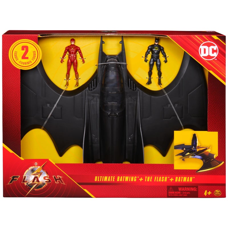 DC Comics, The Flash Ultimate Batwing Set The Flash and Batman Action Figures, 4-inch Playset Kids Toys for Boys and Girls 3 and Up - Image 2