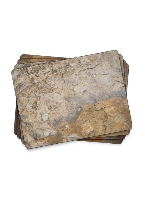Earth Slate Collection Placemats | Set Of 4 | Heat Resistant Mats | Corkbacked Board | Hard Placemat Set For Dining Table | Measures 15.7” X 11.7”