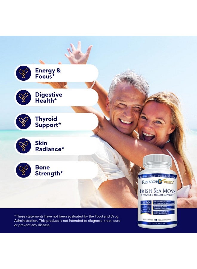 Research Verified Irish Sea Moss - Bladderwrack, Burdock, BioPerine - Rich in Prebiotics - Boost Immunity, Aid Digestion - 60 Capsules - Vegan - Made in The USA - Image 3