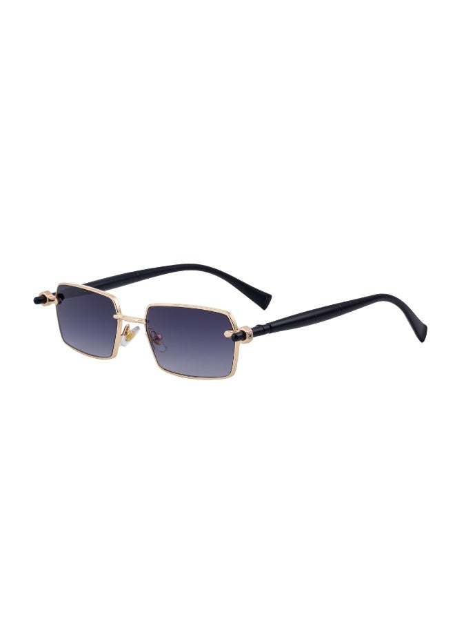 Women's Retro Rectangle Sunglasses, UV400 Protection, Stylish Gold Metal Frame with Decorative Temples - Image 2