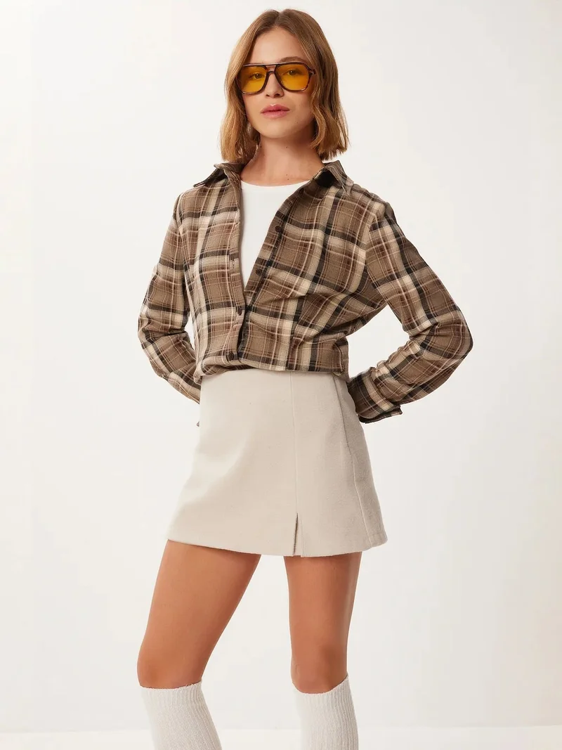 Lovely Istanbul ISTANBUL High Waist Suede Mini Skort with Slit