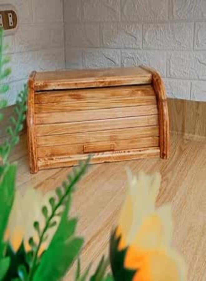 Natural Wood Bread Box Keep Bread Fresh for Kitchen Counter - Large Capacity Wooden Bread Storage Container with Bread Holder 20 * 30 * 40cm