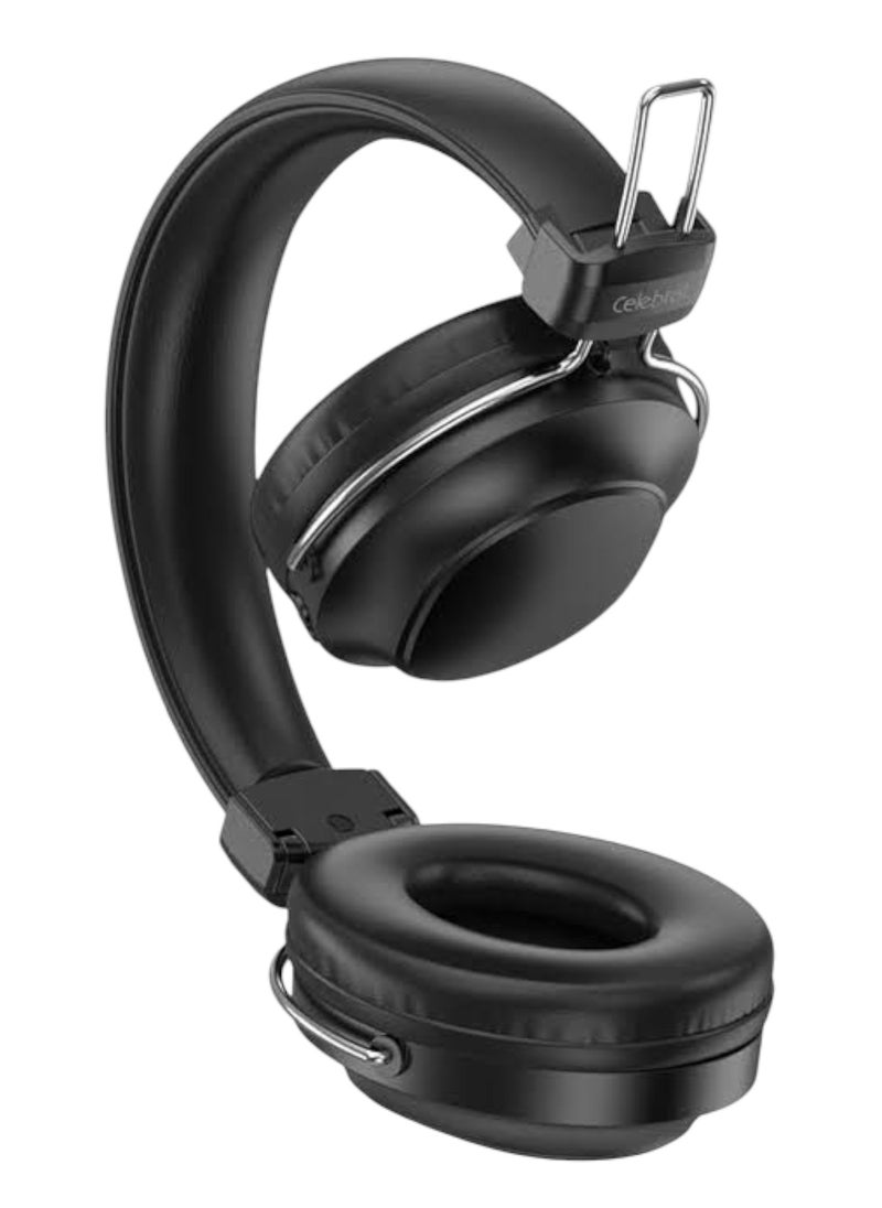 Celebrat A36 Panoramic Sound Effect Wireless Bluetooth Headphone with Deep Bass, AUX Input, TF Card ANC - Black