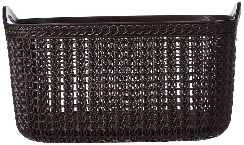 Kuber Industries Kuber Industries Unbreakable Plastic 2 Pieces Multipurpose Medium Size Flexible Storage Baskets|Fruit Vegetable Bathroom Stationary Home Basket with Handles (dark brown) -CTKTC39035 - Image 3