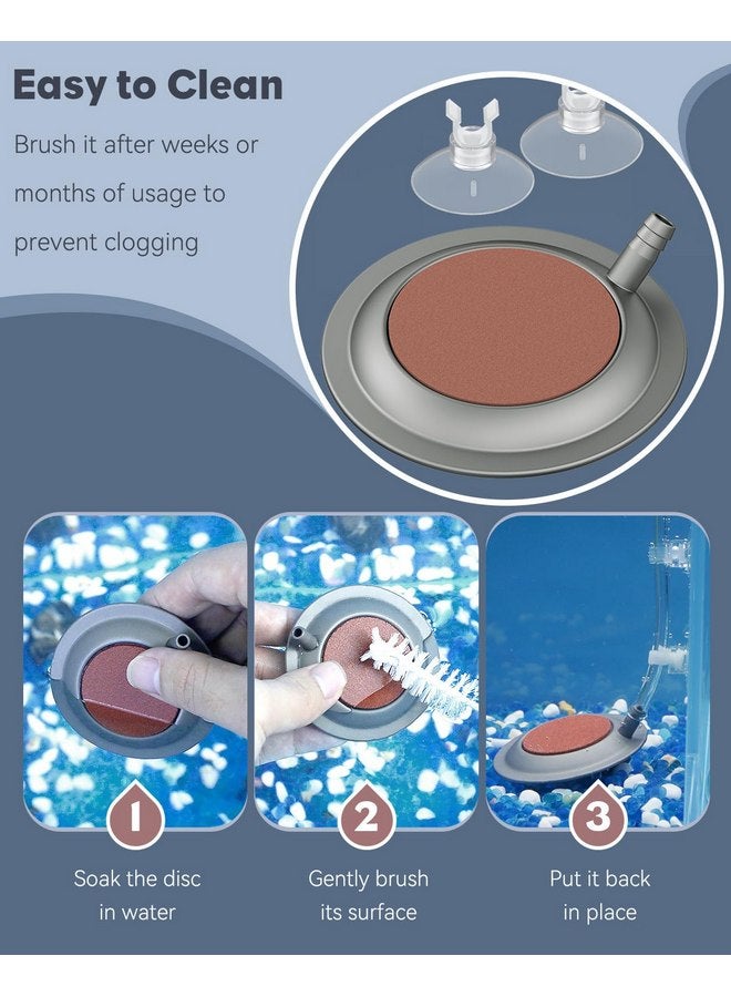 باوفلي حجر هواء قرصي لحوض السمك من Pawfly مقاس 2.7 بوصة مع أكواب شفط، حجر هواء لحوض السمك وخزانات الأسماك والدلاء (المضخة والأنابيب غير متضمنة) - Image 4