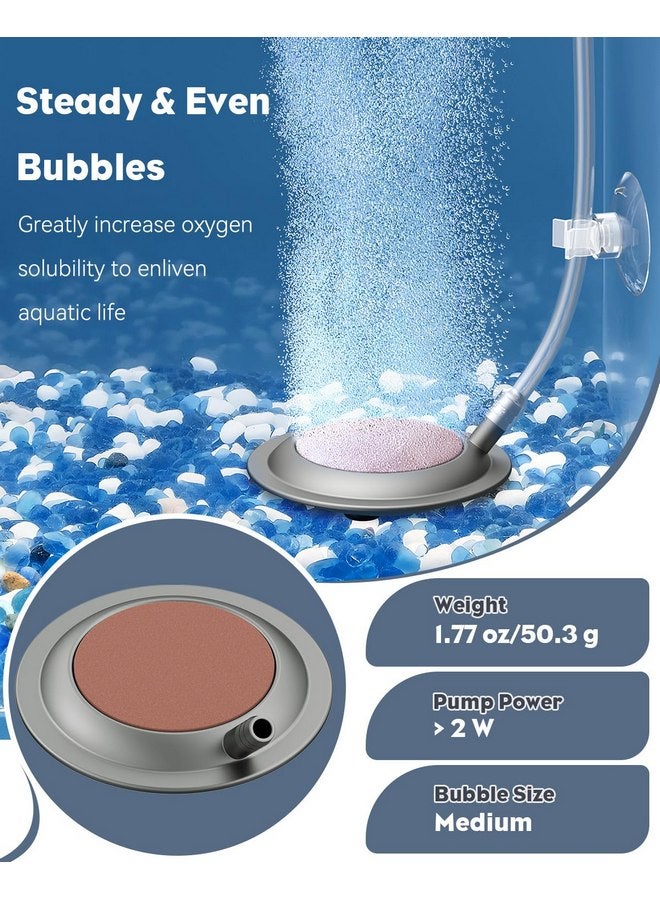 باوفلي حجر هواء قرصي لحوض السمك من Pawfly مقاس 2.7 بوصة مع أكواب شفط، حجر هواء لحوض السمك وخزانات الأسماك والدلاء (المضخة والأنابيب غير متضمنة) - Image 3