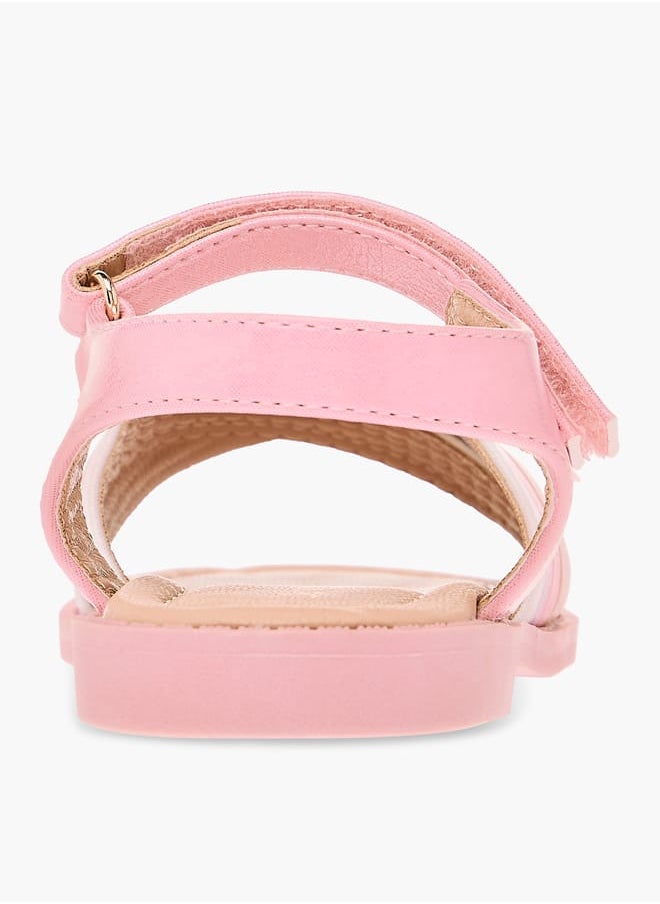 JUNIORS Girls Colourblock Cross Strap Sandals With Hook And Loop Closure  - Image 4