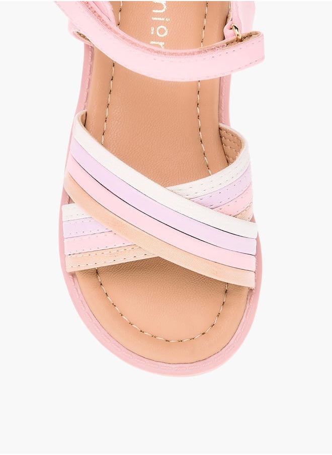 JUNIORS Girls Colourblock Cross Strap Sandals With Hook And Loop Closure  - Image 3