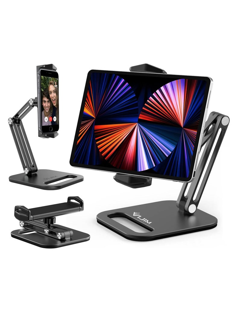 حامل تابلت قابل للطي ، حامل فييجيم P001 لسطح المكتب للموبايل مع ذراعين قابلين للتعديل، قابل للدوران 360 درجة بتصميم عالمي وبزاوية رؤية متعددة، متوافق مع ايباد وايفون وتابلت وغيرها - Image 1