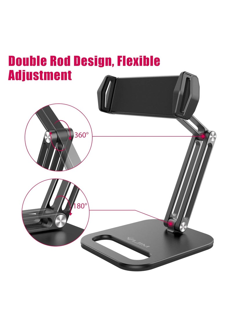 حامل تابلت قابل للطي ، حامل فييجيم P001 لسطح المكتب للموبايل مع ذراعين قابلين للتعديل، قابل للدوران 360 درجة بتصميم عالمي وبزاوية رؤية متعددة، متوافق مع ايباد وايفون وتابلت وغيرها - Image 3