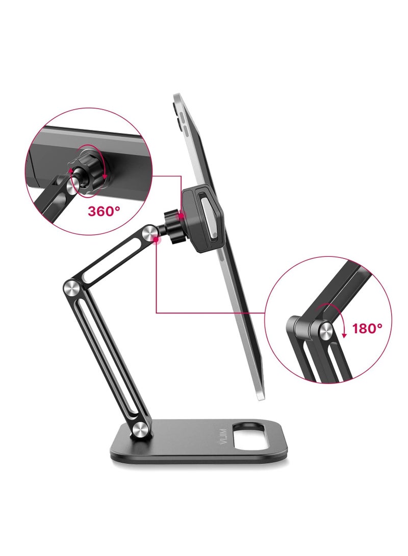 حامل تابلت قابل للطي ، حامل فييجيم P001 لسطح المكتب للموبايل مع ذراعين قابلين للتعديل، قابل للدوران 360 درجة بتصميم عالمي وبزاوية رؤية متعددة، متوافق مع ايباد وايفون وتابلت وغيرها - Image 4
