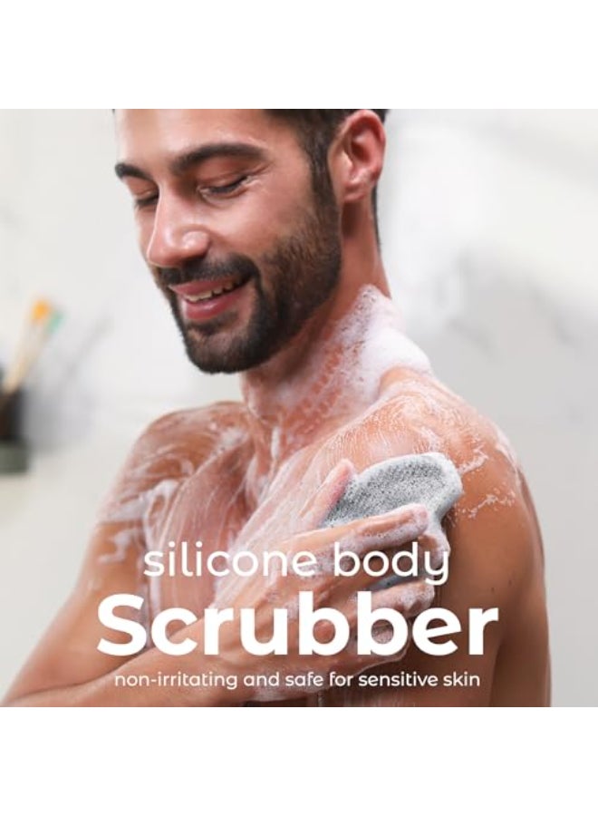 MainBasics Silicone Body Scrubber DualSided Shower Loofah and Exfoliator Black Exfoliate - Image 3