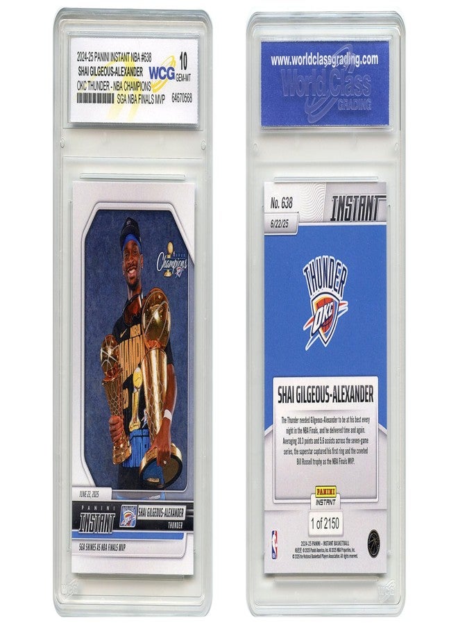 WCG 2025 Panini SHAI GILGEOUS-Alexander SGA OKC Thunder Champions NBA Finals MVP Card #638 - Graded GEM Mint 10 - Image 1
