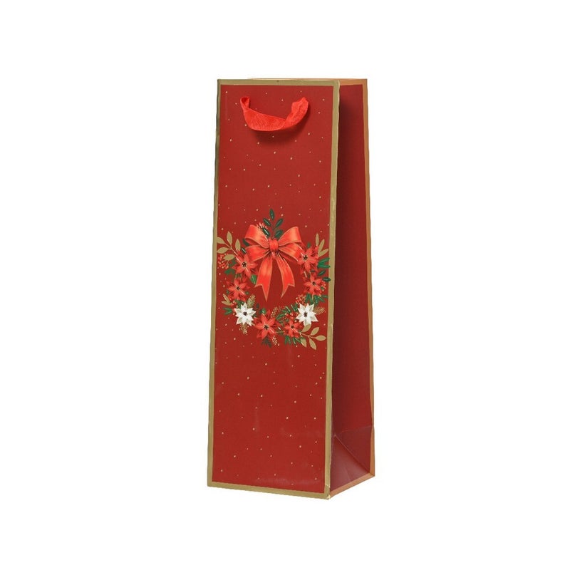 حقيبة هدايا كامينغك - ورق فويل، تغليف عطلة عيد الميلاد، لف هدايا عيد الميلاد الاحتفالية، لمسة ديكور منزلي موسمية - زجاجة حمراء