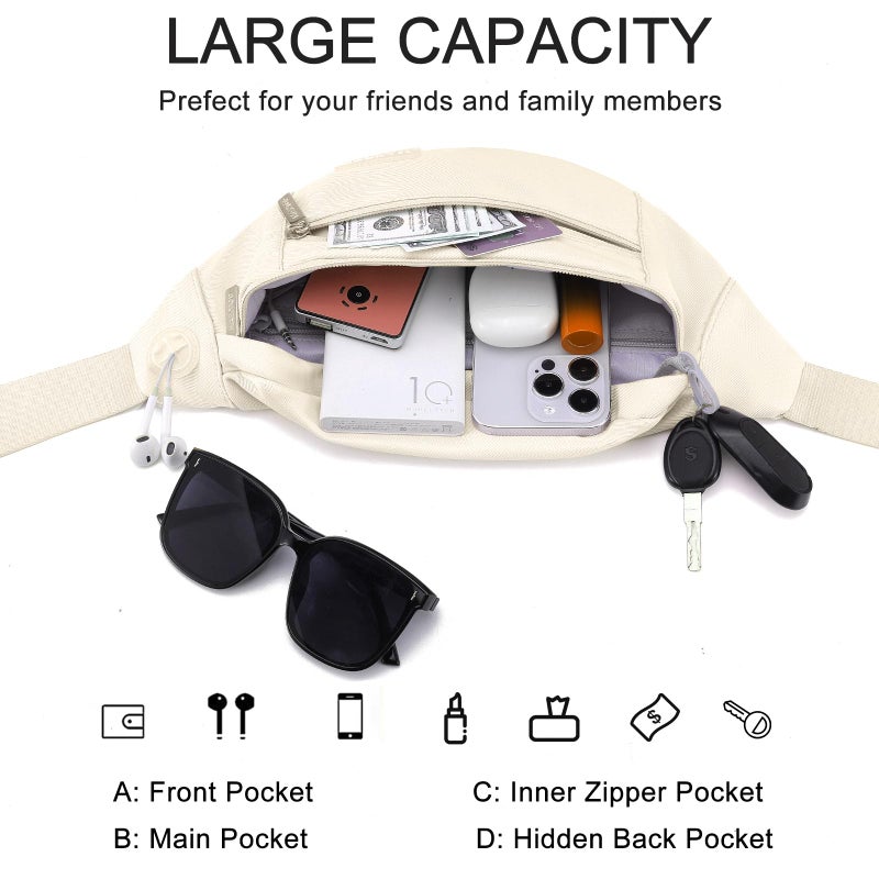MAXTOP Large Crossbody Fanny Pack Belt Bag with 4-Zipper Pockets Gifts for Enjoy Sports Festival Workout Traveling Running Casual Hands-Free Wallets Waist Pack Phone Bag Carrying All Phones - Image 3