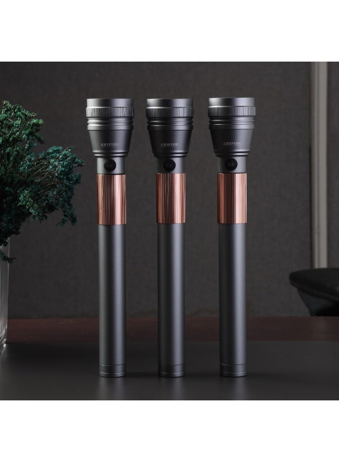 Krypton Zoomable LED Flashlight KNFL5154 – Pack of 3, 20W Laser LED, 2000m Range, Type-C Rechargeable, Aircraft Aluminum Body, Indoor & Outdoor Torch, Silver - Image 4