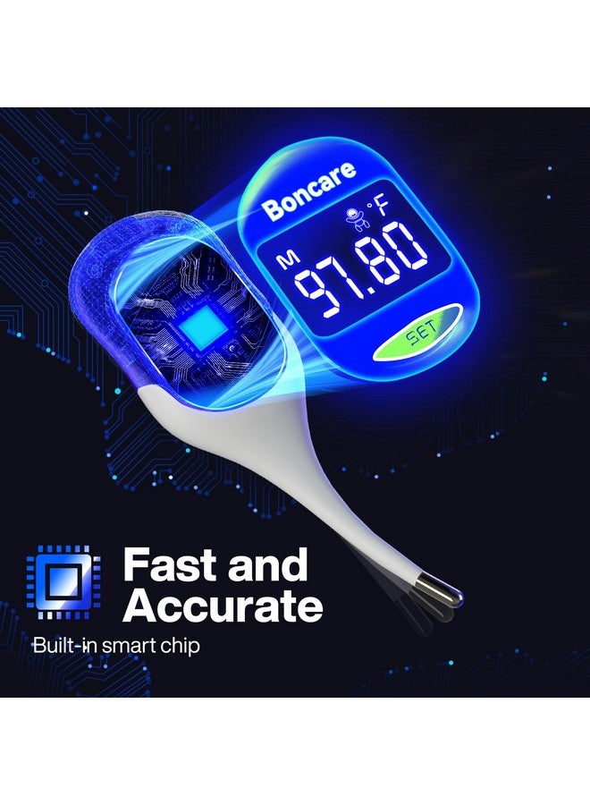 Boncare 9 Seconds Digital Basal Thermometer - Accurate Oral & Rectal Thermometer for Adults & Kids, Fever Alarm, Large Display (Blue) - Image 5
