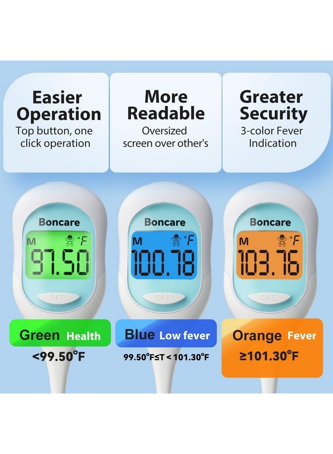Boncare 9 Seconds Digital Basal Thermometer - Accurate Oral & Rectal Thermometer for Adults & Kids, Fever Alarm, Large Display (Blue) - Image 3