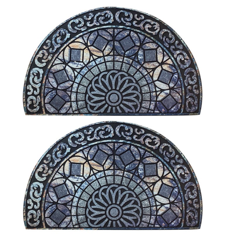 ANDSTAR 18 x 30 Half Round Door Mat NonSlip Entryway Doormat Durable Rubber Door Mats LowProfile Heavy Duty Doormat Easy Clean Rugs Indoor Outdoor Entry Decoration for Home Garage Patio2 Pcs