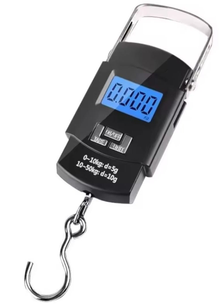 ايونلاين ميزان محمول لوزن الأمتعة المعلقة، ميزان رقمي للأمتعة بشاشة رقمية، قياس الوزن باللون الأسود - Image 1